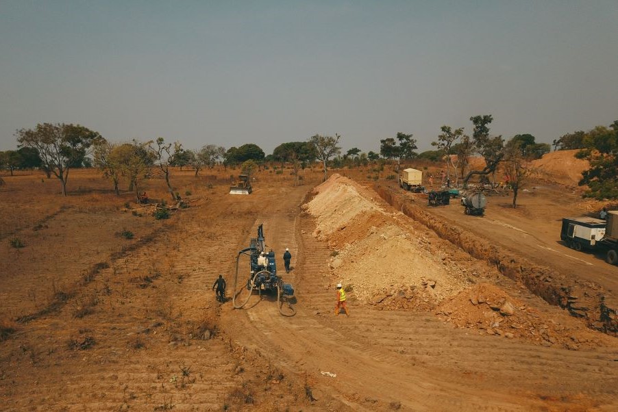 Aerial view showing several equipment in the drilling and trenching site at Niger State - provided by AG Vision